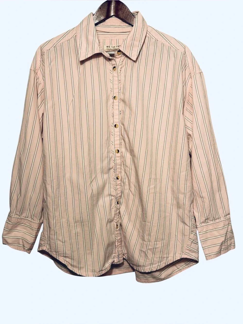 Free People We The Free Striped Varsity Vibes Shirt In Pink Combo size small